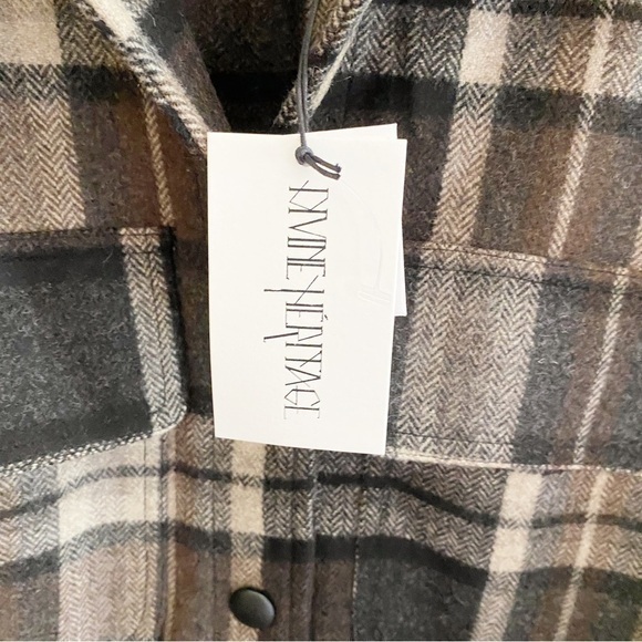 Divine Heritage XS NWT Wool Blend Plaid Check Belted Tie Waist Work Shirt Jacket - Picture 12 of 14